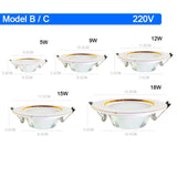 led downlight 3W 5W 9W 12W 15W 18W downlight AC 220V 240V Ultra Thin gold Silver Aluminum Round Recessed LED Spot Lighting