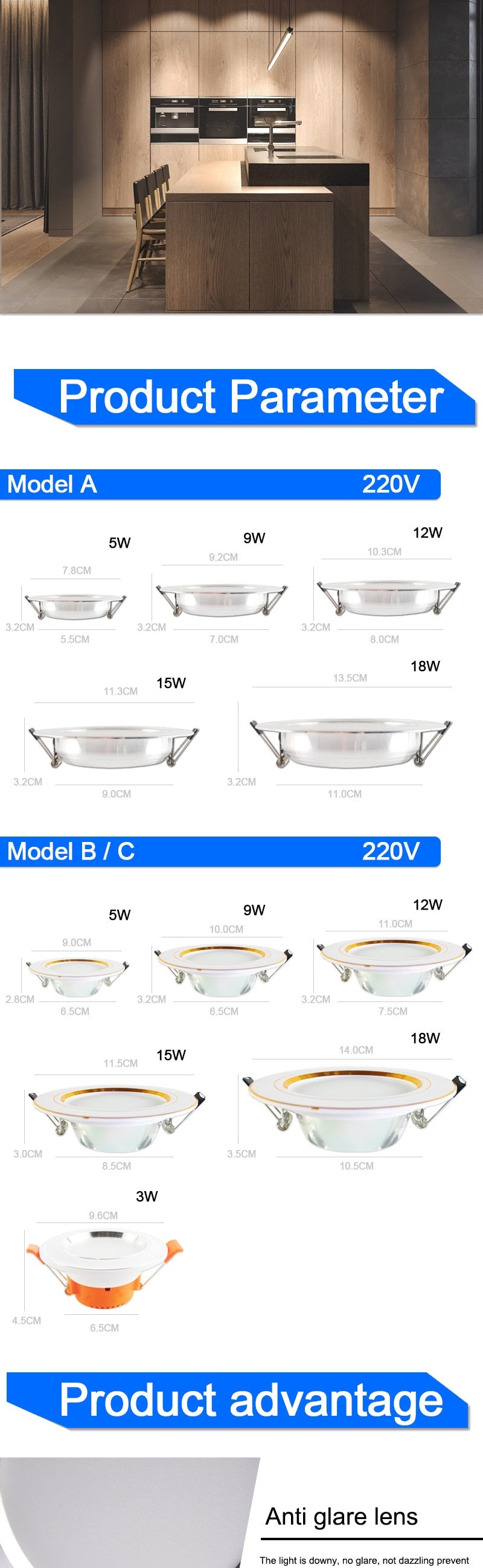 led downlight 3W 5W 9W 12W 15W 18W downlight AC 220V 240V Ultra Thin gold Silver Aluminum Round Recessed LED Spot Lighting