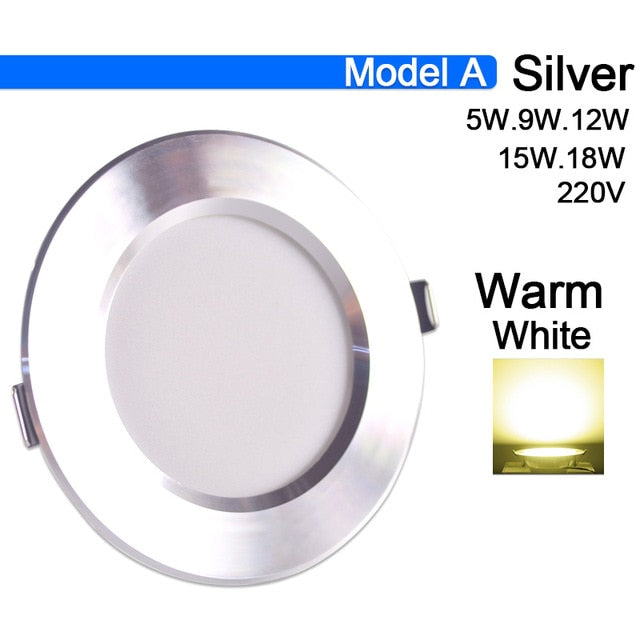led downlight 3W 5W 9W 12W 15W 18W downlight AC 220V 240V Ultra Thin gold Silver Aluminum Round Recessed LED Spot Lighting
