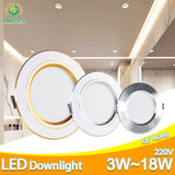 Downlight 3W 5W 9W 12W 15W 18W led downlight Silver White gold Ultra Thin Aluminum AC220V 240V Round Recessed LED Spot Lighting