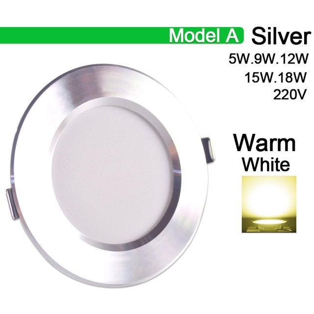 Downlight 3W 5W 9W 12W 15W 18W led downlight Silver White gold Ultra Thin Aluminum AC220V 240V Round Recessed LED Spot Lighting