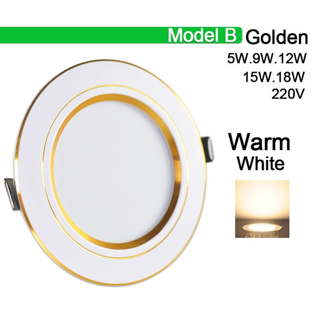 Downlight 3W 5W 9W 12W 15W 18W led downlight Silver White gold Ultra Thin Aluminum AC220V 240V Round Recessed LED Spot Lighting