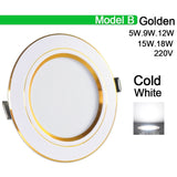 Downlight 3W 5W 9W 12W 15W 18W led downlight Silver White gold Ultra Thin Aluminum AC220V 240V Round Recessed LED Spot Lighting