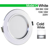 Downlight 3W 5W 9W 12W 15W 18W led downlight Silver White gold Ultra Thin Aluminum AC220V 240V Round Recessed LED Spot Lighting