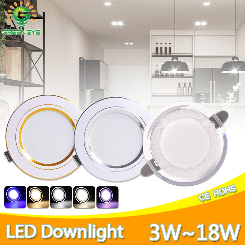 Downlight 3W 5W 9W 12W 15W 18W led downlight Silver White gold Ultra Thin Aluminum AC220V 240V Round Recessed LED Spot Lighting