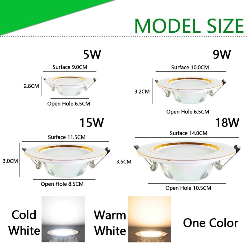 Downlight 3W 5W 9W 12W 15W 18W led downlight Silver White gold Ultra Thin Aluminum AC220V 240V Round Recessed LED Spot Lighting