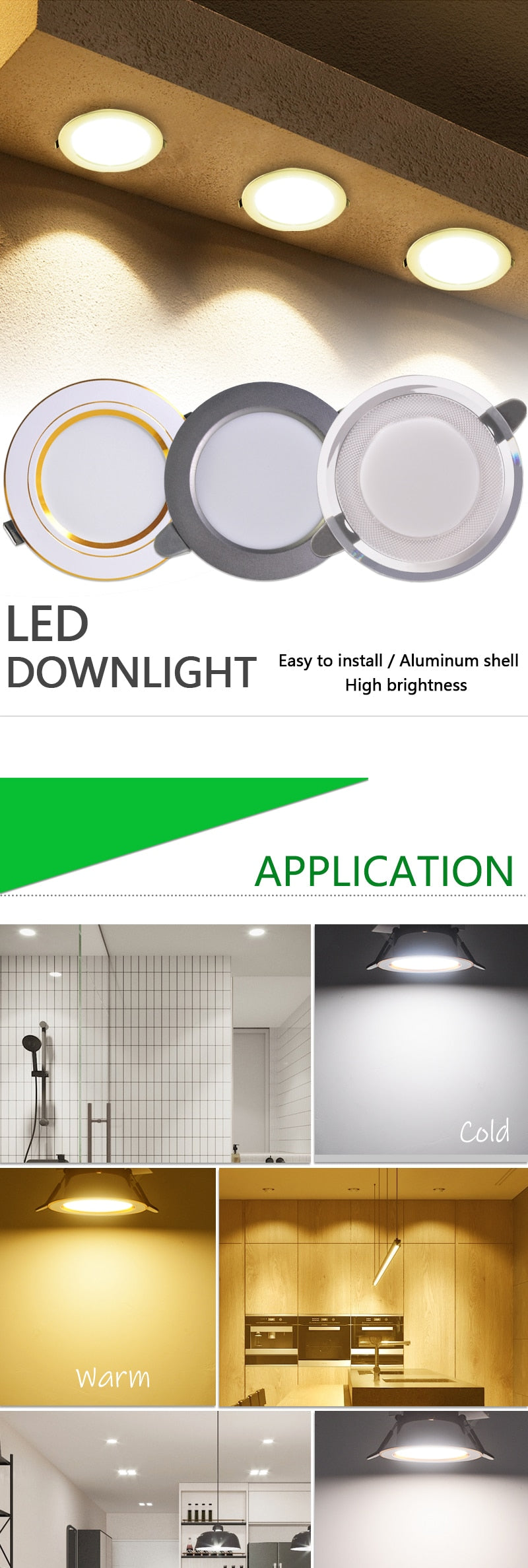 Downlight 3W 5W 9W 12W 15W 18W led downlight Silver White gold Ultra Thin Aluminum AC220V 240V Round Recessed LED Spot Lighting