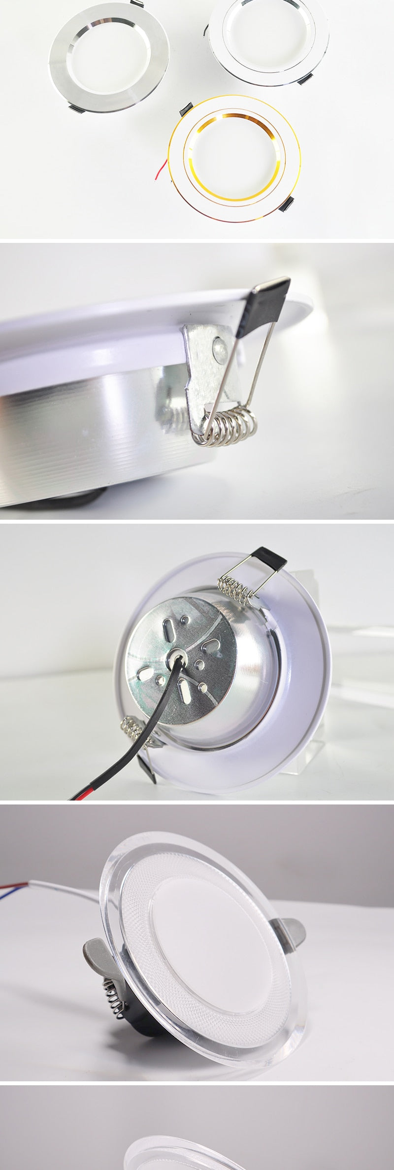 Downlight 3W 5W 9W 12W 15W 18W led downlight Silver White gold Ultra Thin Aluminum AC220V 240V Round Recessed LED Spot Lighting