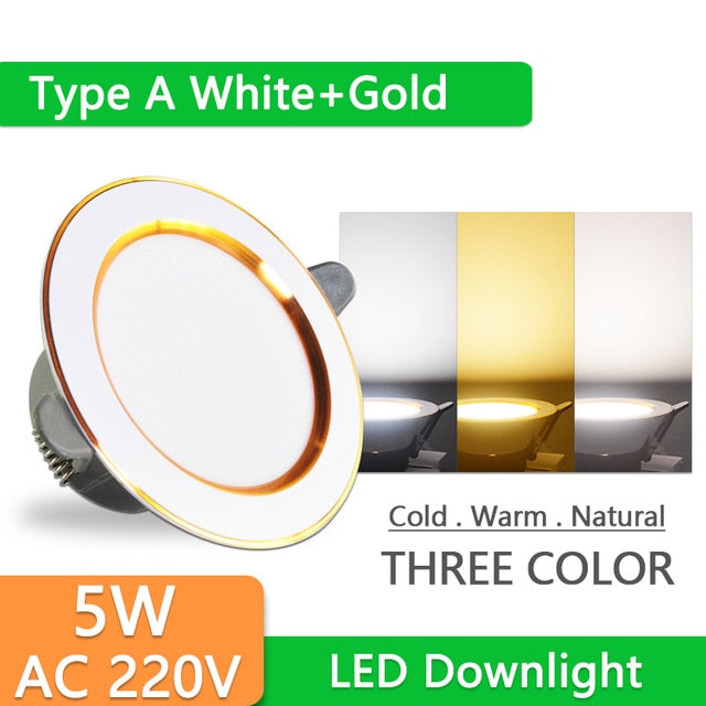 Downlight 3W 5W 9W 12W 15W 18W led downlight Silver White gold Ultra Thin Aluminum AC220V 240V Round Recessed LED Spot Lighting