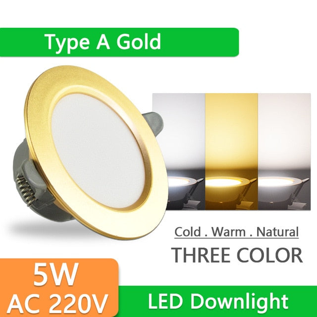 Downlight 3W 5W 9W 12W 15W 18W led downlight Silver White gold Ultra Thin Aluminum AC220V 240V Round Recessed LED Spot Lighting