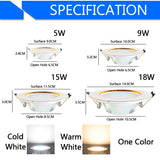 Downlight 3W 5W 9W 12W 15W 18W downlight AC 220V 240V Ultra Thin gold Silver Aluminum Round Recessed LED Spot Lighting six color