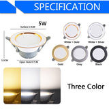 Downlight 3W 5W 9W 12W 15W 18W downlight AC 220V 240V Ultra Thin gold Silver Aluminum Round Recessed LED Spot Lighting six color