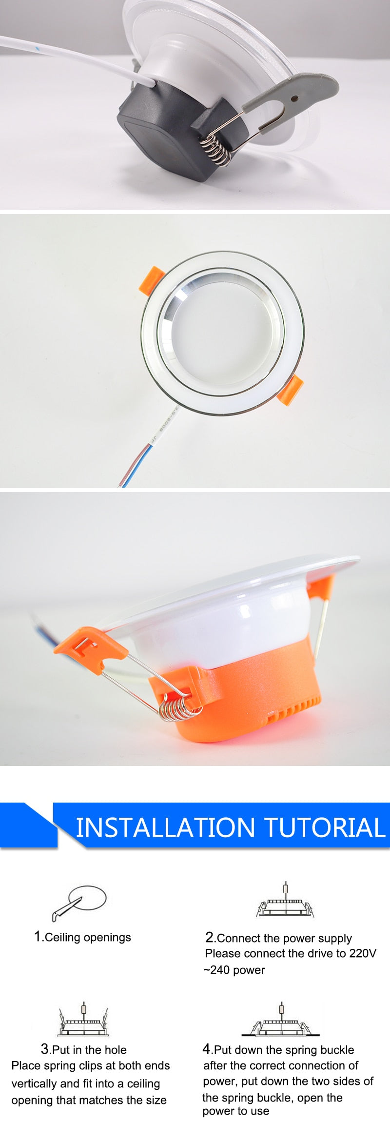 Downlight 3W 5W 9W 12W 15W 18W downlight AC 220V 240V Ultra Thin gold Silver Aluminum Round Recessed LED Spot Lighting six color