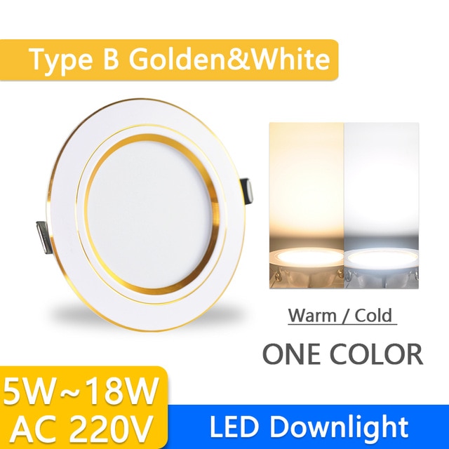 Downlight 3W 5W 9W 12W 15W 18W downlight AC 220V 240V Ultra Thin gold Silver Aluminum Round Recessed LED Spot Lighting six color