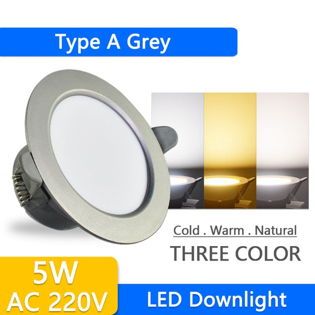 Downlight 3W 5W 9W 12W 15W 18W downlight AC 220V 240V Ultra Thin gold Silver Aluminum Round Recessed LED Spot Lighting six color