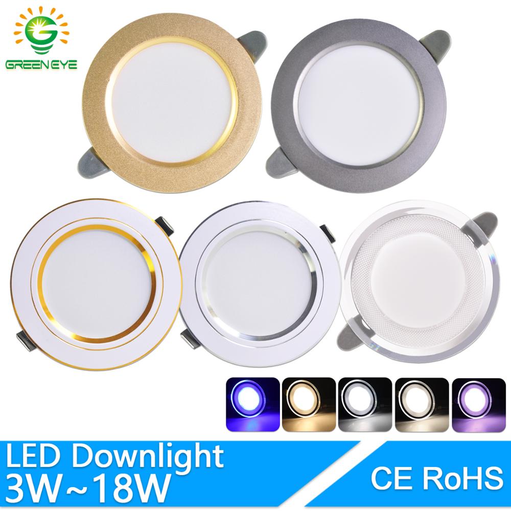 LED Downlight 3W 5W 9W 12W 15W 18W AC220V 240V downlight gold Silver White Ultra Thin Aluminum Round Recessed LED Spot Lighting