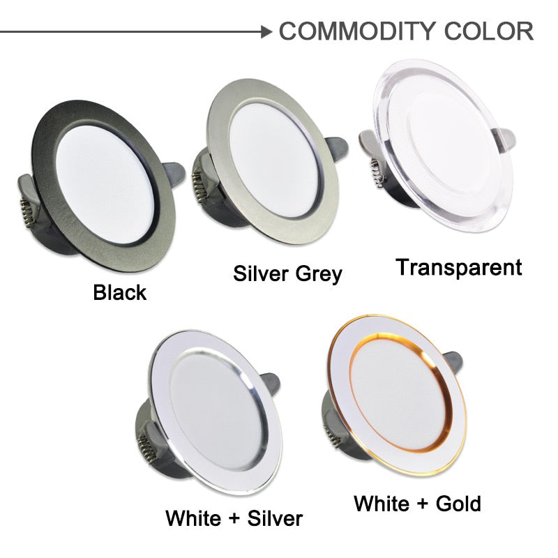 LED Downlight 3W 5W 9W 12W 15W 18W AC220V 240V downlight gold Silver White Ultra Thin Aluminum Round Recessed LED Spot Lighting