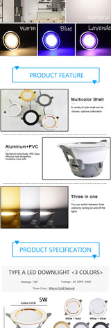 LED Downlight 3W 5W 9W 12W 15W 18W AC220V 240V downlight gold Silver White Ultra Thin Aluminum Round Recessed LED Spot Lighting