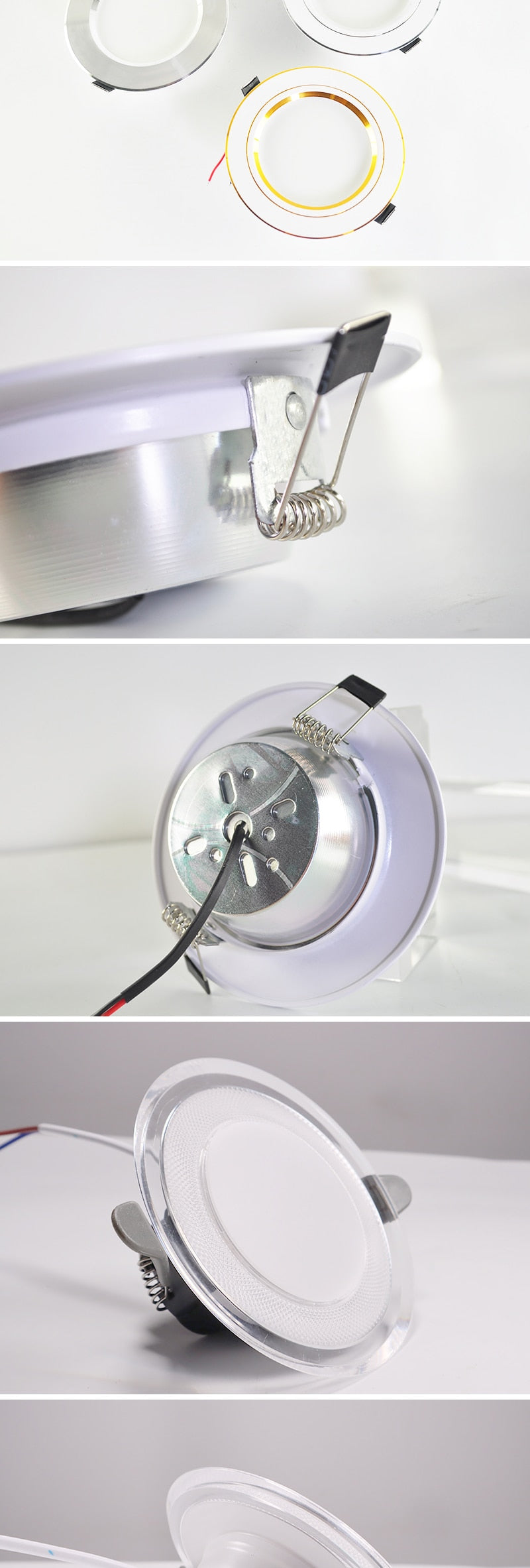 LED Downlight 3W 5W 9W 12W 15W 18W AC220V 240V downlight gold Silver White Ultra Thin Aluminum Round Recessed LED Spot Lighting