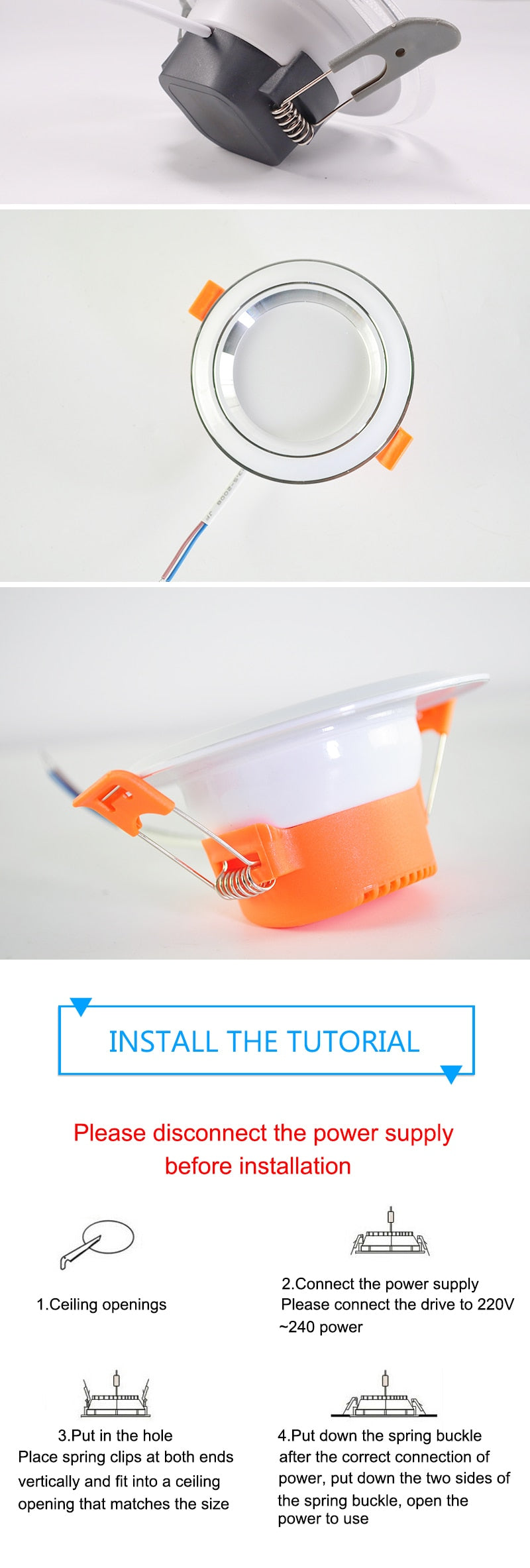 LED Downlight 3W 5W 9W 12W 15W 18W AC220V 240V downlight gold Silver White Ultra Thin Aluminum Round Recessed LED Spot Lighting