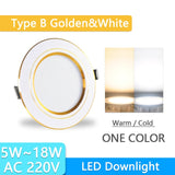 LED Downlight 3W 5W 9W 12W 15W 18W AC220V 240V downlight gold Silver White Ultra Thin Aluminum Round Recessed LED Spot Lighting