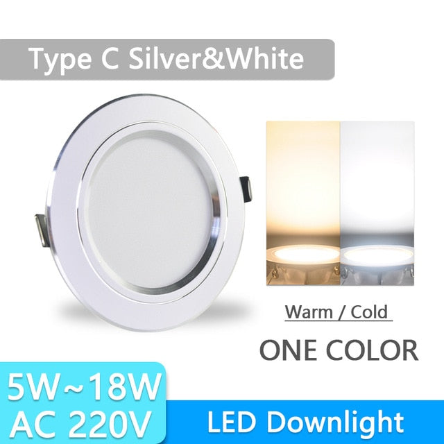 LED Downlight 3W 5W 9W 12W 15W 18W AC220V 240V downlight gold Silver White Ultra Thin Aluminum Round Recessed LED Spot Lighting