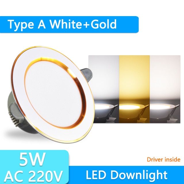 LED Downlight 3W 5W 9W 12W 15W 18W AC220V 240V downlight gold Silver White Ultra Thin Aluminum Round Recessed LED Spot Lighting