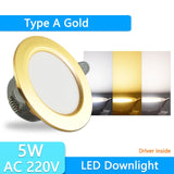 LED Downlight 3W 5W 9W 12W 15W 18W AC220V 240V downlight gold Silver White Ultra Thin Aluminum Round Recessed LED Spot Lighting