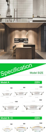 Downlight 3W 5W 9W 12W 15W 18W led downlight Silver White gold Ultra Thin Aluminum AC220V 240V Round Recessed LED Spot Lighting