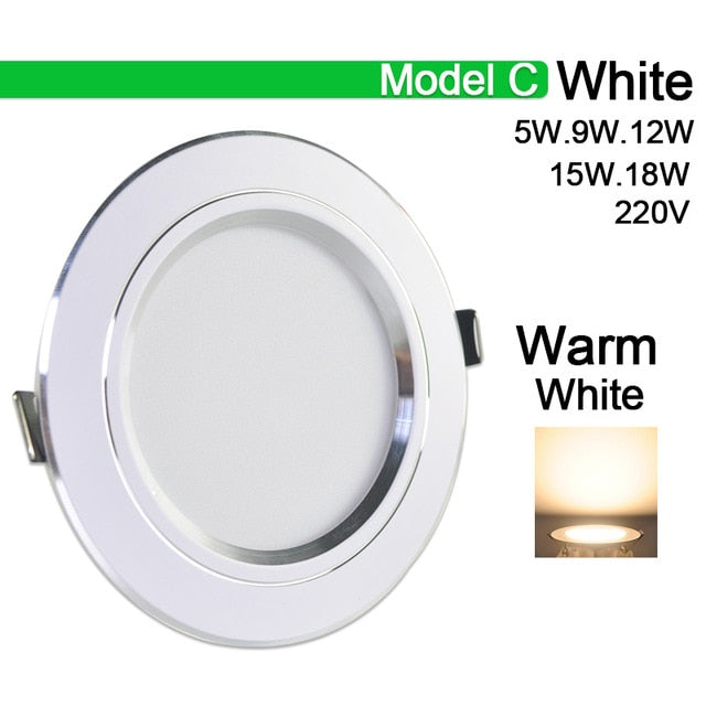 Downlight 3W 5W 9W 12W 15W 18W led downlight Silver White gold Ultra Thin Aluminum AC220V 240V Round Recessed LED Spot Lighting