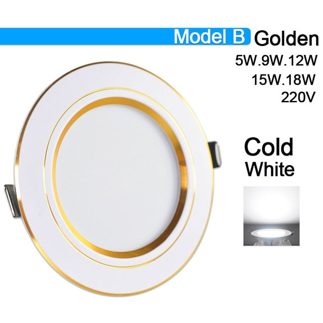 Downlight 3W 5W 9W 12W 15W 18W Spot led downlight AC 220V gold Silver White Ultra Thin Aluminum Round Recessed LED Spot Lighting