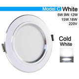 Downlight 3W 5W 9W 12W 15W 18W Spot led downlight AC 220V gold Silver White Ultra Thin Aluminum Round Recessed LED Spot Lighting