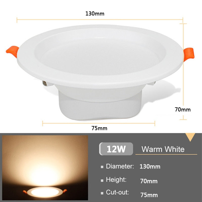 LED Downlight 12W Lamp Round Recessed Lamps GU10 Warm White Indoor LED Bulbs for Home Hotel Support