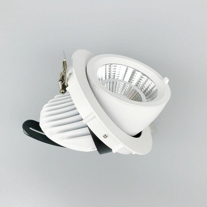 Rotate 360 degrees dimmable COB LED Ceiling light round high 20W 30W COB grille brushed White round LED Ceiling downlight