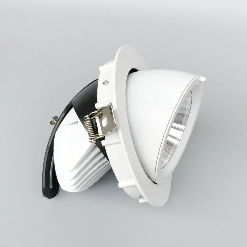 Rotate 360 degrees dimmable COB LED Ceiling light round high 20W 30W COB grille brushed White round LED Ceiling downlight