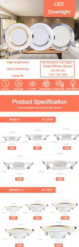led downlight 4Pcs 3W 5W 9W 12W 15W 18W downlight Ultra Thin Aluminum AC220V Round Recessed LED Spot Lighting indoor lighting