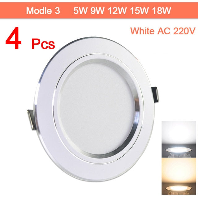 led downlight 4Pcs 3W 5W 9W 12W 15W 18W downlight Ultra Thin Aluminum AC220V Round Recessed LED Spot Lighting indoor lighting