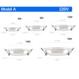 LED downlight 3W 5W 9W 12W 15W 18W downlight AC 220V 240V Ultra Thin gold Silver Aluminum Round Recessed LED Spot Lighting