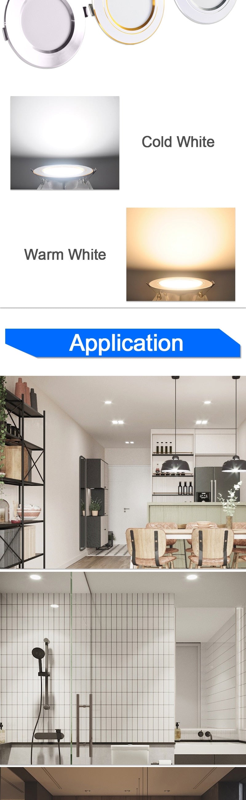 LED downlight 3W 5W 9W 12W 15W 18W downlight AC 220V 240V Ultra Thin gold Silver Aluminum Round Recessed LED Spot Lighting