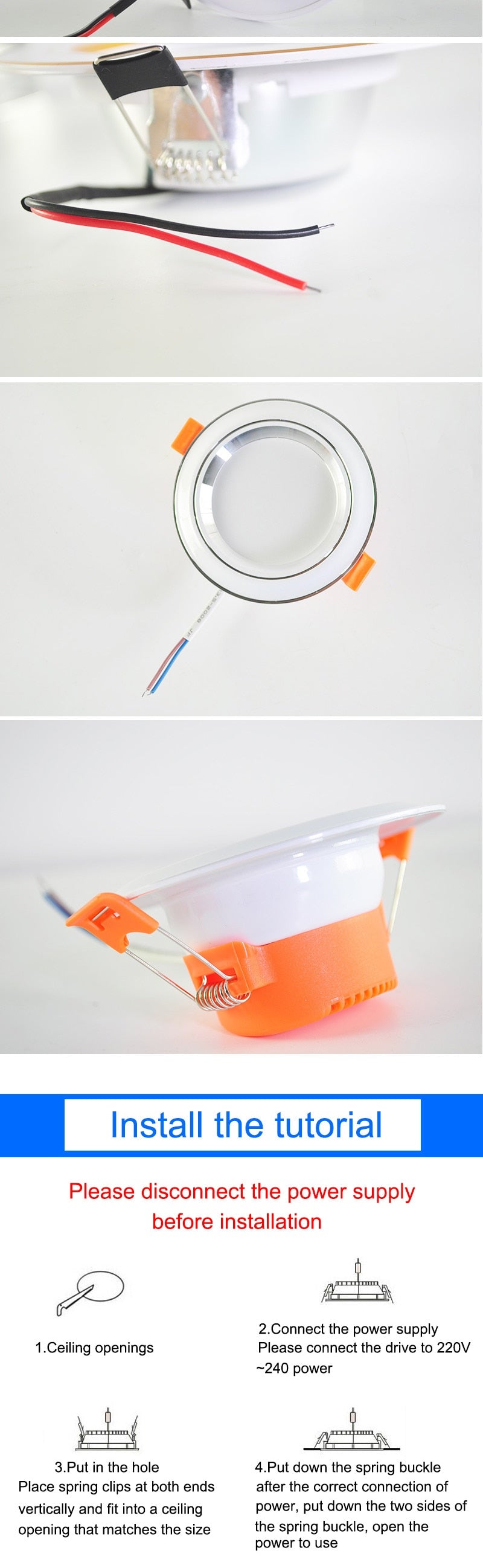 LED downlight 3W 5W 9W 12W 15W 18W downlight AC 220V 240V Ultra Thin gold Silver Aluminum Round Recessed LED Spot Lighting