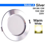 LED downlight 3W 5W 9W 12W 15W 18W downlight AC 220V 240V Ultra Thin gold Silver Aluminum Round Recessed LED Spot Lighting