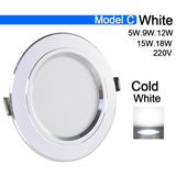 LED downlight 3W 5W 9W 12W 15W 18W downlight AC 220V 240V Ultra Thin gold Silver Aluminum Round Recessed LED Spot Lighting
