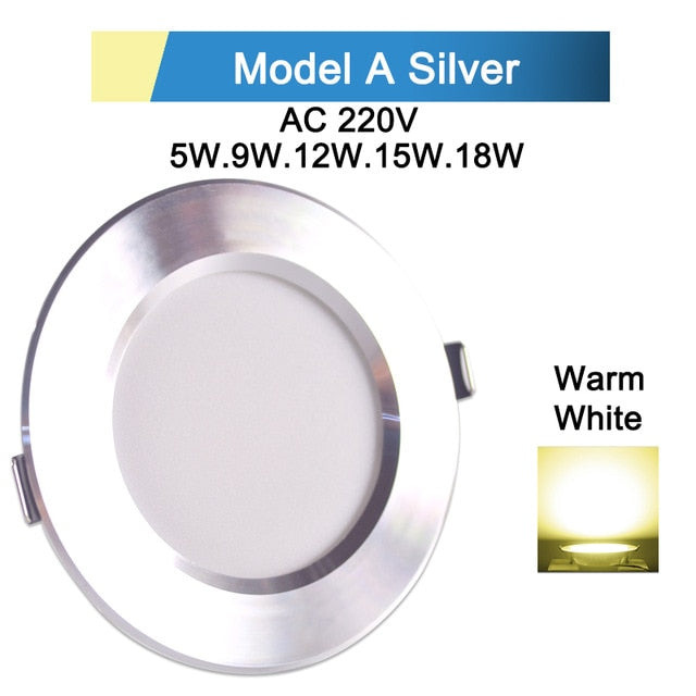 Downlight 3W 5W 9W 12W 15W 18W Spot led downlight Silver White gold Ultra Thin  AC220V Aluminum Round Recessed LED Spot Lighting