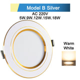 Downlight 3W 5W 9W 12W 15W 18W Spot led downlight Silver White gold Ultra Thin  AC220V Aluminum Round Recessed LED Spot Lighting