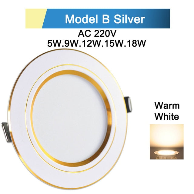 Downlight 3W 5W 9W 12W 15W 18W Spot led downlight Silver White gold Ultra Thin  AC220V Aluminum Round Recessed LED Spot Lighting