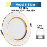 Downlight 3W 5W 9W 12W 15W 18W Spot led downlight Silver White gold Ultra Thin  AC220V Aluminum Round Recessed LED Spot Lighting