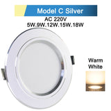 Downlight 3W 5W 9W 12W 15W 18W Spot led downlight Silver White gold Ultra Thin  AC220V Aluminum Round Recessed LED Spot Lighting