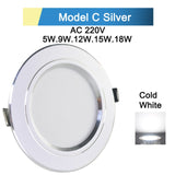 Downlight 3W 5W 9W 12W 15W 18W Spot led downlight Silver White gold Ultra Thin  AC220V Aluminum Round Recessed LED Spot Lighting