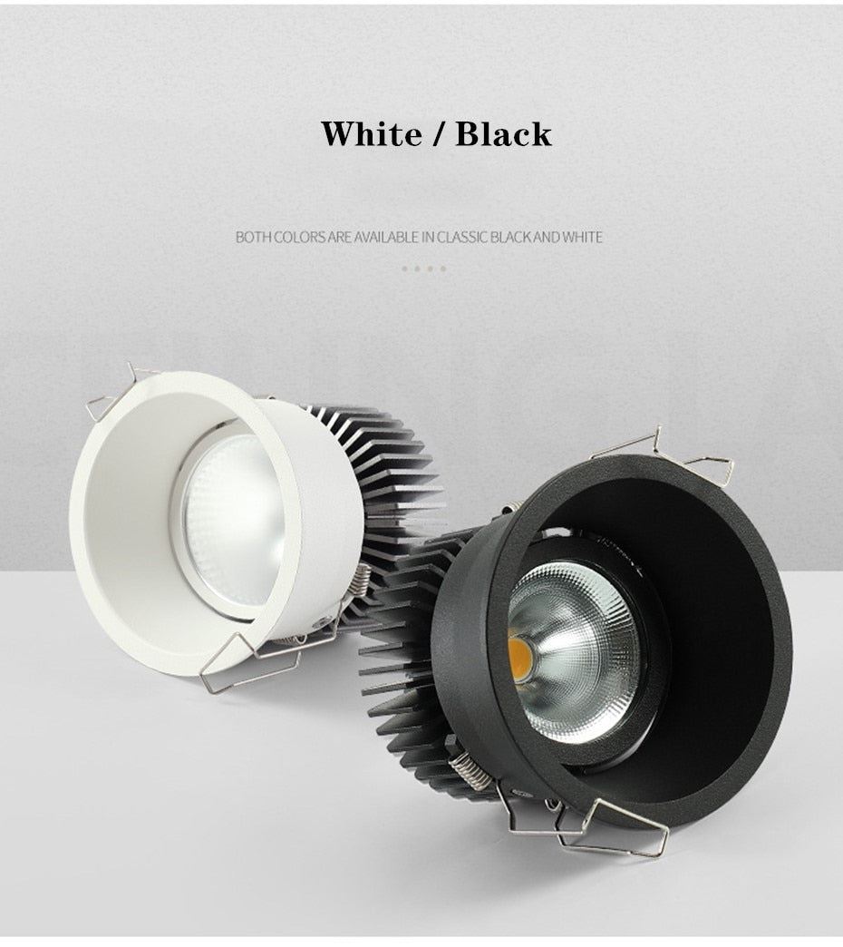 Anti-Glare LED Downlight 20W 12W 7W Led Spot Lights 220V 110V Led Bulb Recessed Downlight led Bedroom Indoor LED Spot Lighting