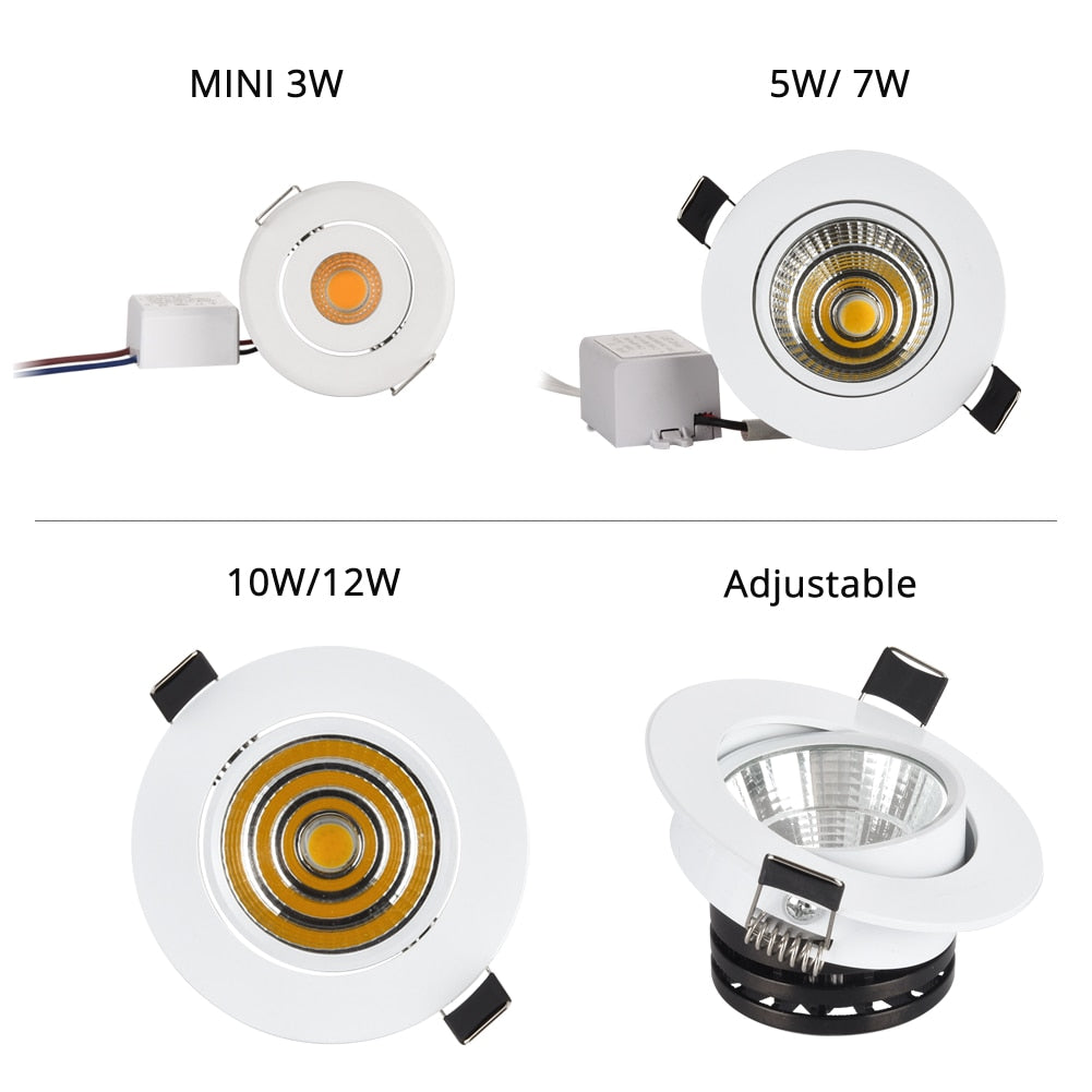 COB Spot led Downlight it Dimmable Silver White Black Profile mini 3W 5W 7W 12W Recessed spot light home Indoor New Design